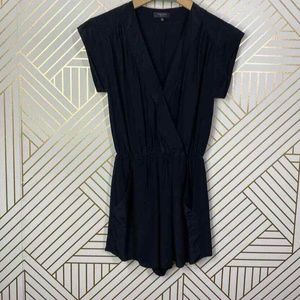 Aritzia Babaton Corbett Relaxed 100% Pure Silk Romper Black Short Sleeve Size M